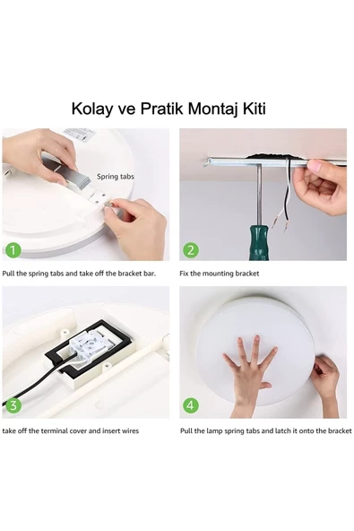 Gökyüzü Panel Mutfak Lüks Yuvarlak Avize 25watt-30cm X 30cm Lüks Led Aydınlatma, Lüks Yuvarlak Mutfak Avize - 3