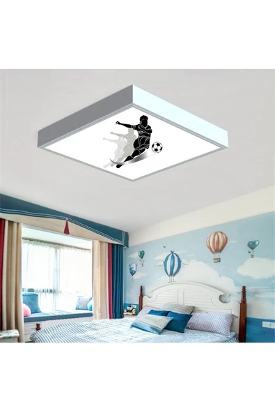 Gökyüzü Panel Futbol Boys Çocuk Odası Led Avize-60cmx 60xm Büyük Kare-1.5kg Hafif- 54w Güç-kolay Montaj-lüx Ürün - 3