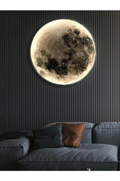 Gökyüzü Panel Moon Led Aplik 30cm Çap Led 25watt Led Duvar Aplikleri Yatak Odası Aplik Yatak Başı Aplik Genç - 5