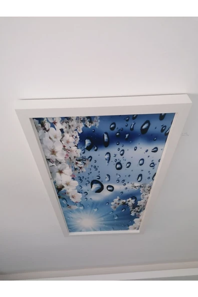 Gökyüzü Panel 60x120 Gökyüzü Panel  Avize, Sıva Üstü, Kolay Montaj Led Panel, Çiçekli Yağmur Damlası Avize - 2