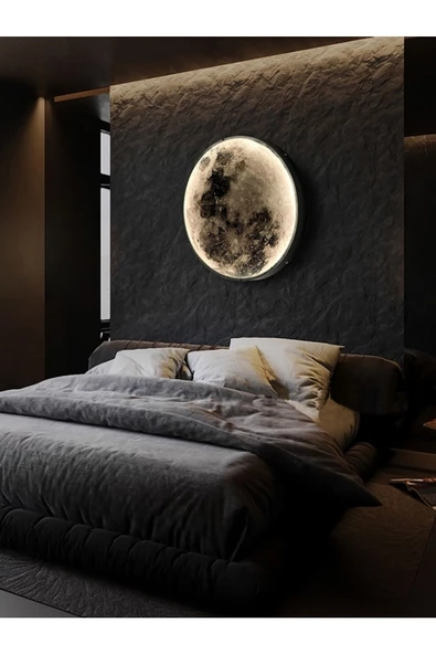 Gökyüzü Panel New-moon, Modern Aplik, 30cm Çap Led 25watt, Led Duvar Aplikleri, Yatak Odası Aplik, Aplik Modelleri