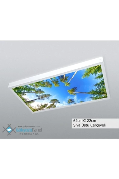 Gökyüzü Panel 60x120 Gökyüzü Panel  Avize, 106watt Led, Sıva Üstü, Kolay Montaj Led Panel, Orman Avize
