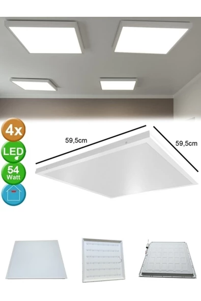Gökyüzü Panel 60x60 Sıva Üstü 45 Watt Led Panel, Beyaz Işık 6500k- Beyaz Çerçeve, Homojen Aydınlatma, 60cm X 60cm - 5