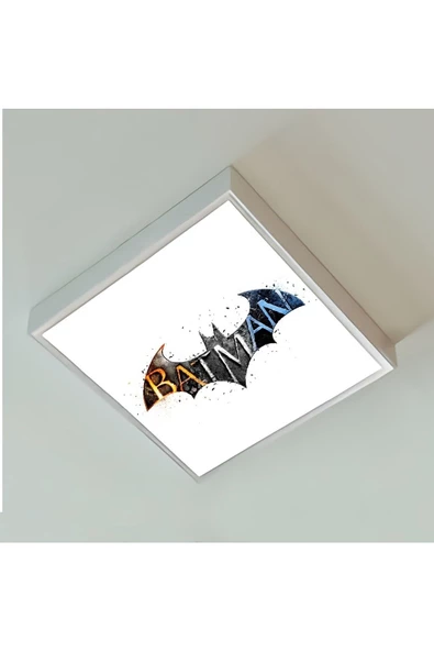 Gökyüzü Panel Batman-çocuk Avize-lamp 60x60 Baskılı Led Avize- Beyaz Çerçeve-led Işık-kolay Montaj-54w