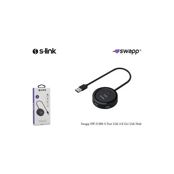 S-LINK SWAPP SW-U300 4 PORT USB3.0 HUB ÇOKLAYICI GRİ - 2