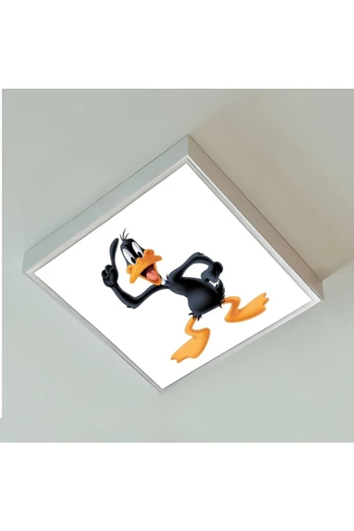 Gökyüzü Panel Cartoon Characters Çocuk Odası Led Avize-60cmx 60xm Büyük Kare-1.5kg Hafif- 54w Güçlü Işık-sıva Üstü