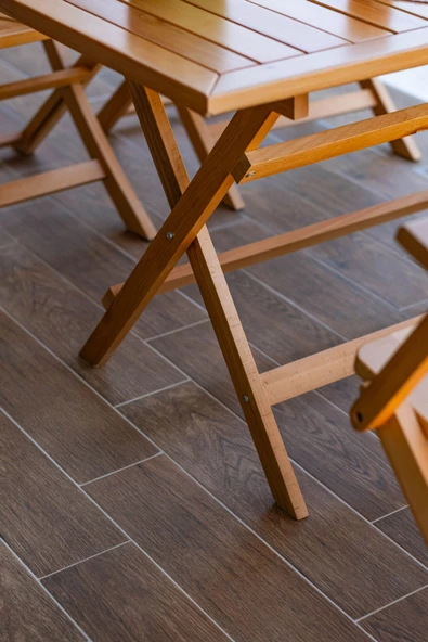WOODMAN FURNITE & WOOD Karen Katlanır Ahşap Bahçe Masa 4 Sandalyeli Takımı Piknik Balkon Teras - 6