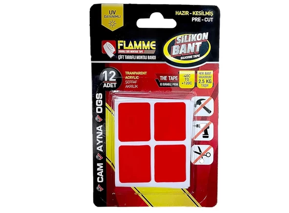 Montaj Bandı 2.5 Kg - Çift Taraflı Hazır Kesilmiş Silikon Bant 12'li Montaj Bandı, Şeffaf - 3