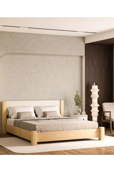 WOODMAN FURNITE & WOOD Iron Natura Mat Vernikli Tek Ve Çift Kişilik 1.sınıf Amerikan Çamı Masif Ahşap Karyola Puf Başlık - Resim 7