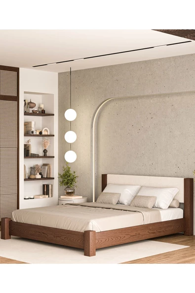 WOODMAN FURNITE & WOOD IRON TROPIC CEVİZ BOYALI TEK VE ÇİFT KİŞİLİK 1.SINIF AMERİKAN ÇAMI MASİF AHŞAP KARYOLA PUF BAŞLIK - Resim 4