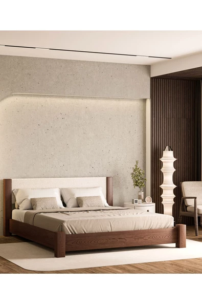 WOODMAN FURNITE & WOOD IRON TROPIC CEVİZ BOYALI TEK VE ÇİFT KİŞİLİK 1.SINIF AMERİKAN ÇAMI MASİF AHŞAP KARYOLA PUF BAŞLIK - Resim 3