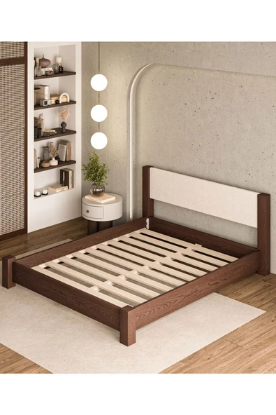 WOODMAN FURNITE & WOOD IRON TROPIC CEVİZ BOYALI TEK VE ÇİFT KİŞİLİK 1.SINIF AMERİKAN ÇAMI MASİF AHŞAP KARYOLA PUF BAŞLIK - Resim 6