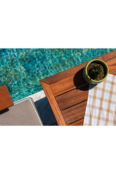 WOODMAN FURNITE & WOOD 4 Kişilik Sehpalı Orta Masalı Ahşap Bahçe Balkon Oturma Takımı Masif Maun Ağacı - 7