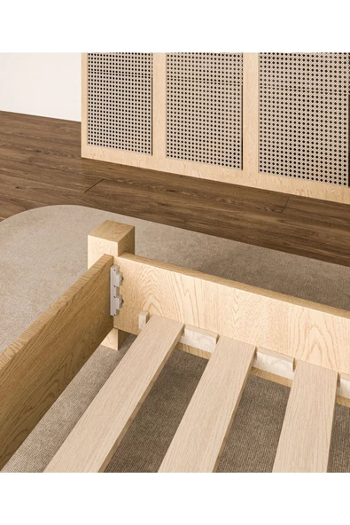 WOODMAN FURNITE & WOOD Iron Natura Mat Vernikli Tek Ve Çift Kişilik 1.sınıf Amerikan Çamı Masif Ahşap Karyola Puf Başlık - Resim 4