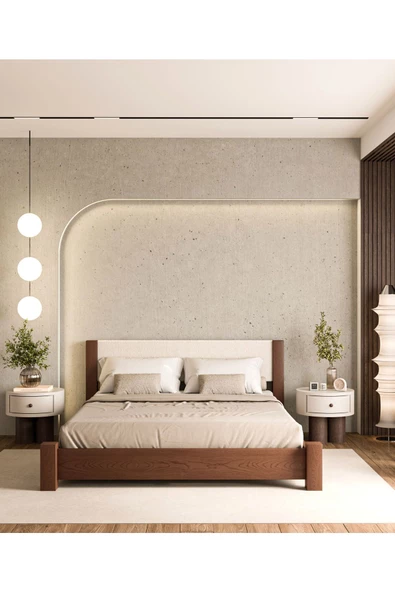 WOODMAN FURNITE & WOOD IRON TROPIC CEVİZ BOYALI TEK VE ÇİFT KİŞİLİK 1.SINIF AMERİKAN ÇAMI MASİF AHŞAP KARYOLA PUF BAŞLIK - Resim 2