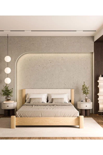 WOODMAN FURNITE & WOOD Iron Natura Mat Vernikli Tek Ve Çift Kişilik 1.sınıf Amerikan Çamı Masif Ahşap Karyola Puf Başlık - Resim 2