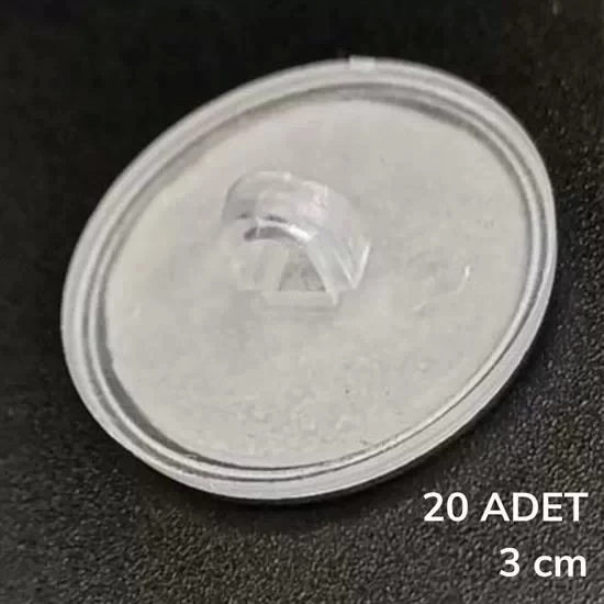 20 Adet Şeffaf Yuvarlak 3 Cm Çaplı Güçlü Disk Yapışkanlar - 3