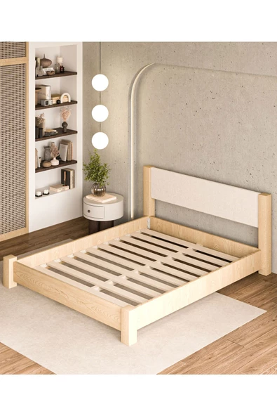 WOODMAN FURNITE & WOOD Iron Natura Mat Vernikli Tek Ve Çift Kişilik 1.sınıf Amerikan Çamı Masif Ahşap Karyola Puf Başlık - Resim 5