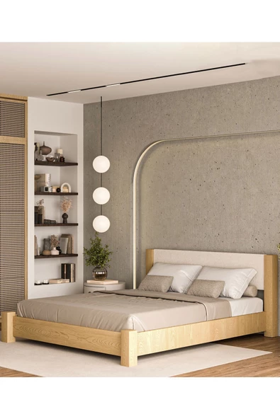 WOODMAN FURNITE & WOOD Iron Natura Mat Vernikli Tek Ve Çift Kişilik 1.sınıf Amerikan Çamı Masif Ahşap Karyola Puf Başlık - Resim 3