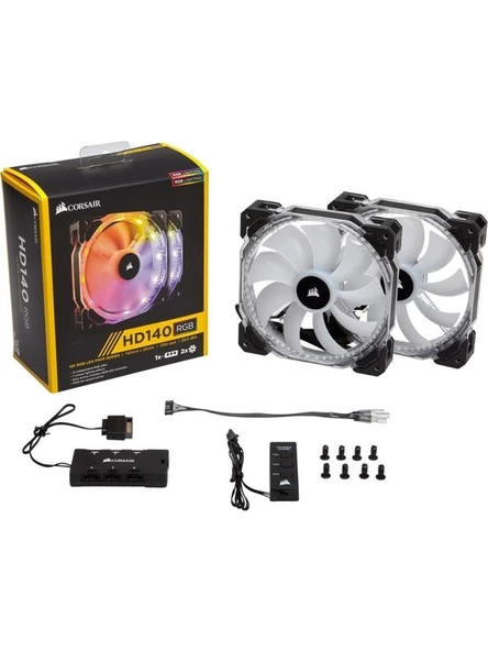 CORSAIR CO-9050069-WW HD140 RGB LED HİGH PERFORMANCE 140MM PWM FAN, KONTROLCÜ İLE BİRLİKTE, 2'Lİ PAKET - 3