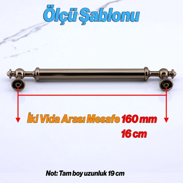 Nesil Bronz Metal Kulp 160 mm- 16 cm Mobilya Çekmece Mutfak Dolabı Dolap Kulpları Kulbu Kulpu - 2