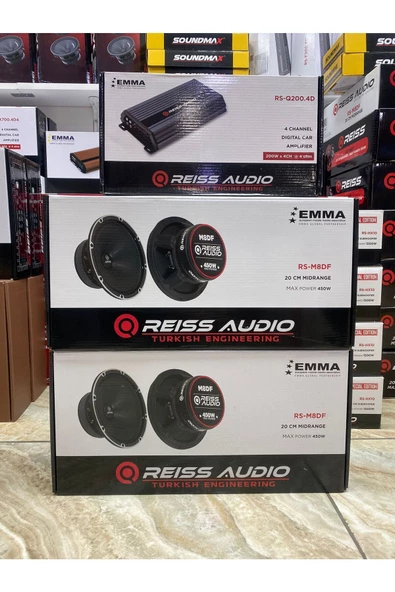 REİSEN REİSEN  RS-M8DF  ÜCLÜ TAKIM SET İKİ TAKIM 20CM MİDRANGE 4X200RMS 4 KANALLI ANFİ