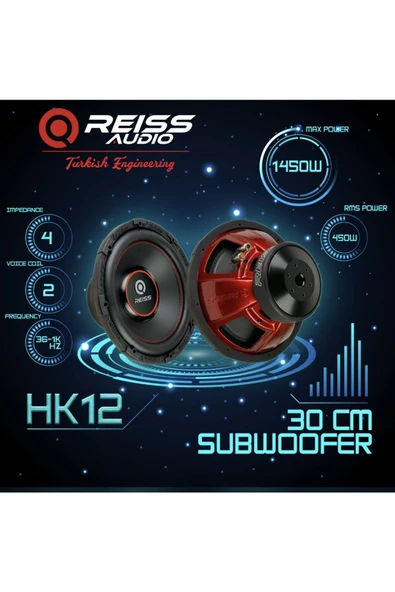 Reiss  Rs-hk12 1450wat 450w Rms 30cm Subwoofer Bas Deprem Serisi