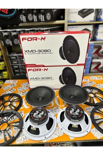 FORX5  3080 20 Cm Midrange 2 Takım 4 Adet Beyaz RenK Yazılı Kapaklı 300 Wat 150 Rms