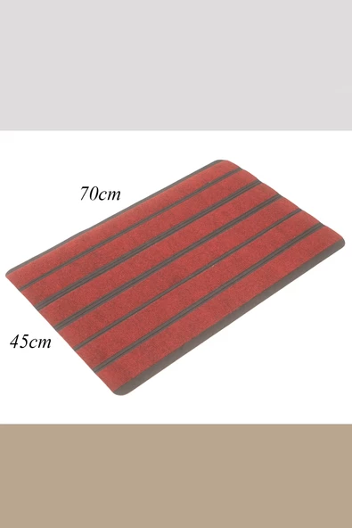 Valerine Life 6 Şeritli Bordo Halılı Paspas Welcome Hoş Geldiniz Toz Alıcı Kapı Önü Paspası 45x70cm - Resim 3