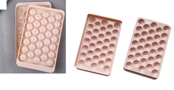 2 Li Buz Kalıbı 33 Bölmeli Kristal Küre Buzluk - Mini Yuvarlak Buz Kalıbı - 4