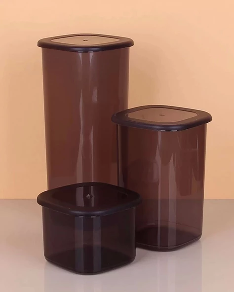 3lü Saklama Kabı - 1750-1200-550ml Koyu Şeffaf - 4