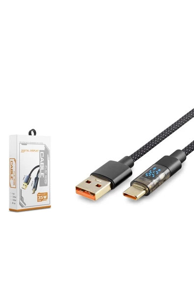 Hadron Hdx1300k Usb To Type-c Hızlı Şarz Kablosu Dijital Göstergeli 35w 1.2m