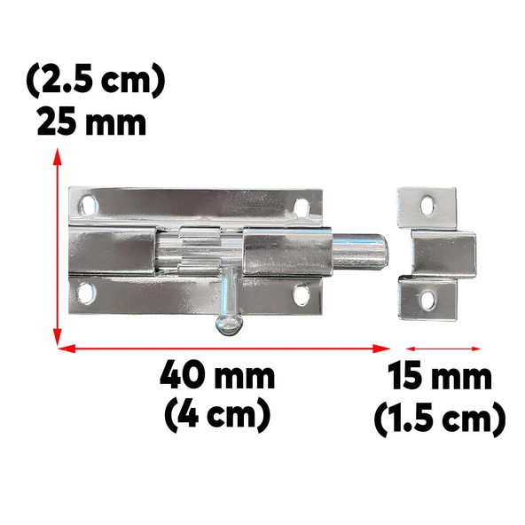 Kapı Sürgüsü Küçük Metal Krom Mavzer Sürgü Sürgülü Kilit 25x40 mm Kapı Pencere Emniyet Kilidi - 2