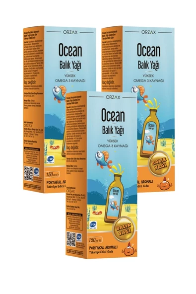 Ocean Portakal Aromalı Balık Yağı 150 ml x 3 Adet