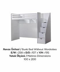 Ranza Urlu SMART 90450Çekmeceli Merdivan Çalışma Masa Karyola Yavru Karyola ElYapm - 2