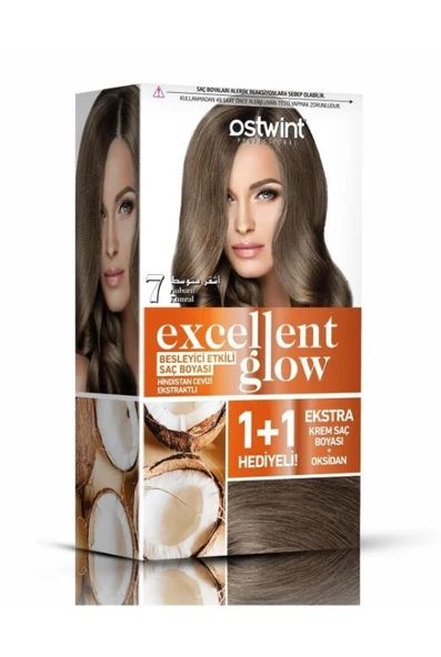 Ostwint Excellent Glow 1+1 Hediyeli Saç Boyası Seti No.7 Kumral