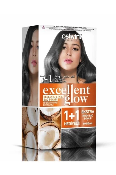 Ostwint Excellent Glow 1+1 Saç Boyası Seti No.7.1 Küllü Kumral