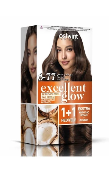 Ostwint Excellent Glow 1+1 Saç Boyası Seti No.6.77 Fındık Kabuğu