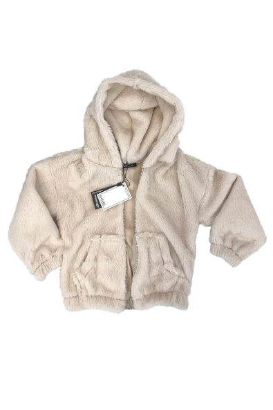 Kız Bebek Kapşonlu Peluş Ceket - 2