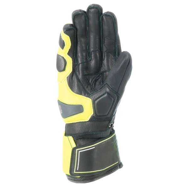 OJ SLEEK SİYAH/SARI KORUMALI UZUN RACING DERİ ELDİVEN XL - 3
