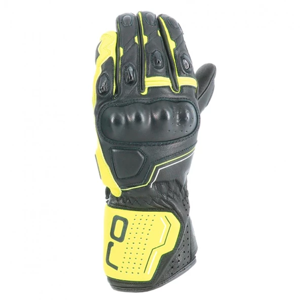 OJ SLEEK SİYAH/SARI KORUMALI UZUN RACING DERİ ELDİVEN S - Resim 2