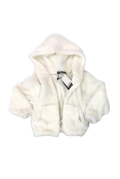 Kız Bebek Kapşonlu Peluş Ceket - 12