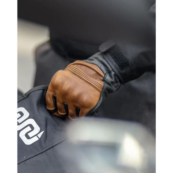 OJ RUST KAHVERENGİ KORUMALI RETRO KISA DERİ ELDİVEN 2XL - Resim 4