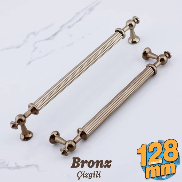 Nesil Çizgili Bronz Metal Kulp 128 mm Mobilya Çekmece Mutfak Dolabı Dolap Kulpları Kulpu Kulpları