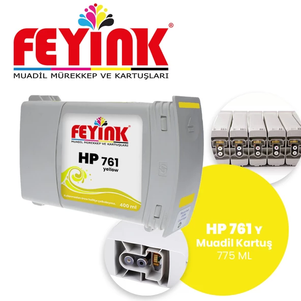 Feyink Hp 761-765 Yellow (Y) Feyink Muadil Kartuş 400ml Designjet 7100/T7200