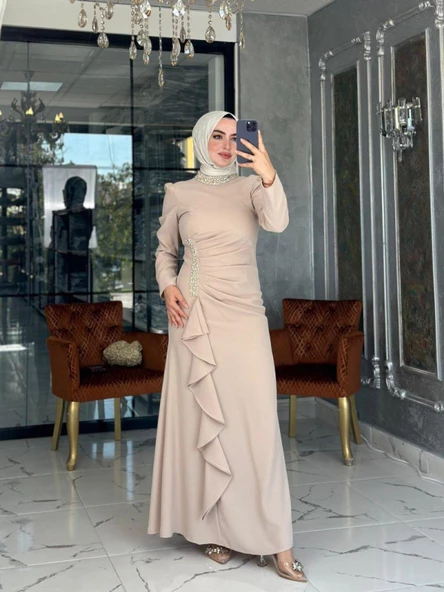 Mabel Krep Elbise-Taş ürün görseli 1