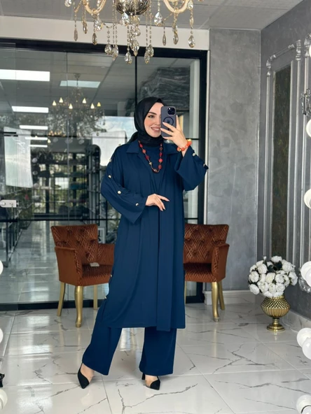 Leyla 3 lü Takım-Laci Lacivert