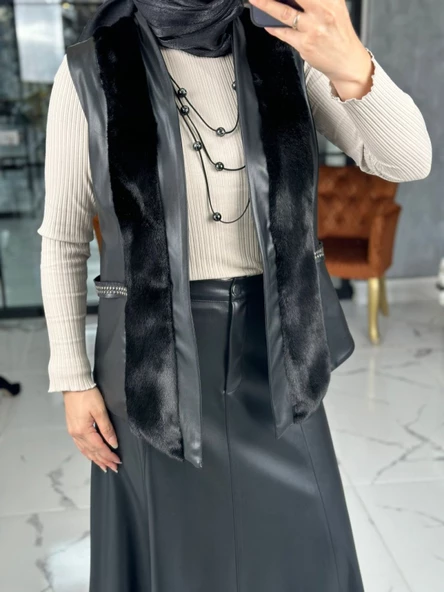 Deri Yelek Takım-Siyah Siyah - 2