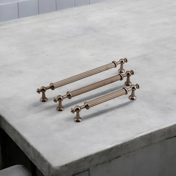 Nesil Çizgili Bronz Metal Kulp 192 mm Mobilya Çekmece Mutfak Dolabı Dolap Kulpları Kulpu Kulpları - Resim 3