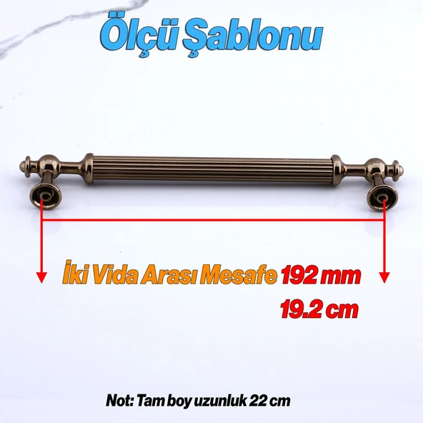 Nesil Çizgili Bronz Metal Kulp 192 mm Mobilya Çekmece Mutfak Dolabı Dolap Kulpları Kulpu Kulpları - Resim 2